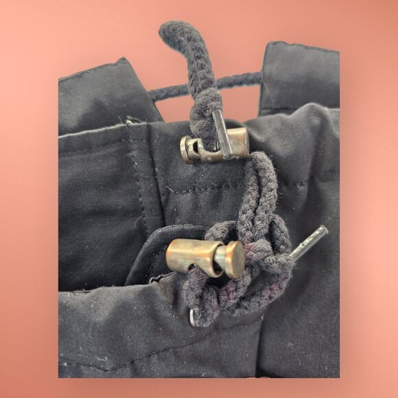 Levi's Black Arctic Cloth Parka Hooded Jacket w/ Hood Faux Fur Medium - Picture 11 of 13